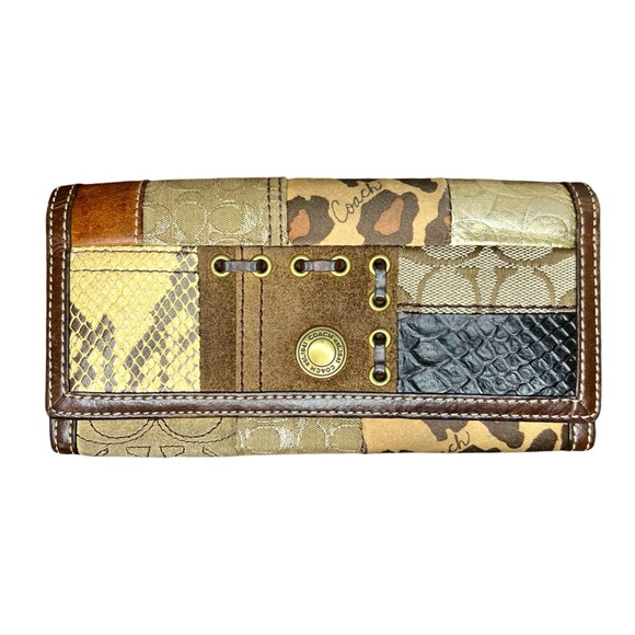 Coach Patchwork Long Wallet, Animal Prints, Leather, Suede - Picture 3 of 9